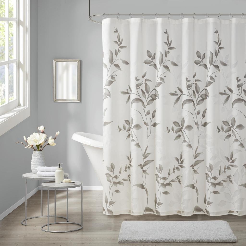 20 Bathroom Decor Ideas for a Stylish, Cozy, and Spa-Like Bathroom 14 Madison Park Trent Botanical Burnout Floral Printed Shower Curtain