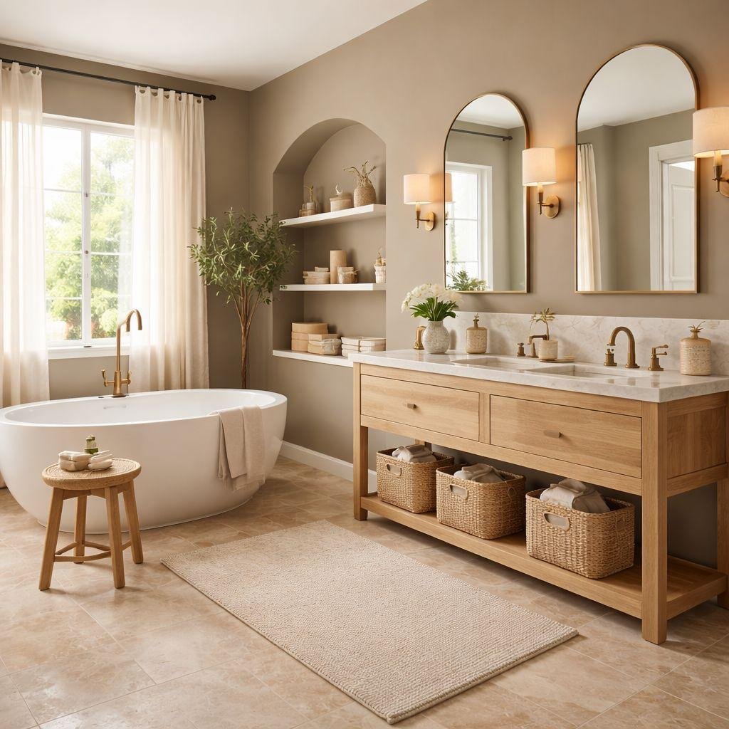 20 Bathroom Decor Ideas for a Stylish, Cozy, and Spa-Like Bathroom 3 Warm Neutral Bathroom Decor