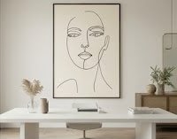 15 Oversized Wall Art Ideas That Make a Room Look Expensive 6 Oversized Line Drawing