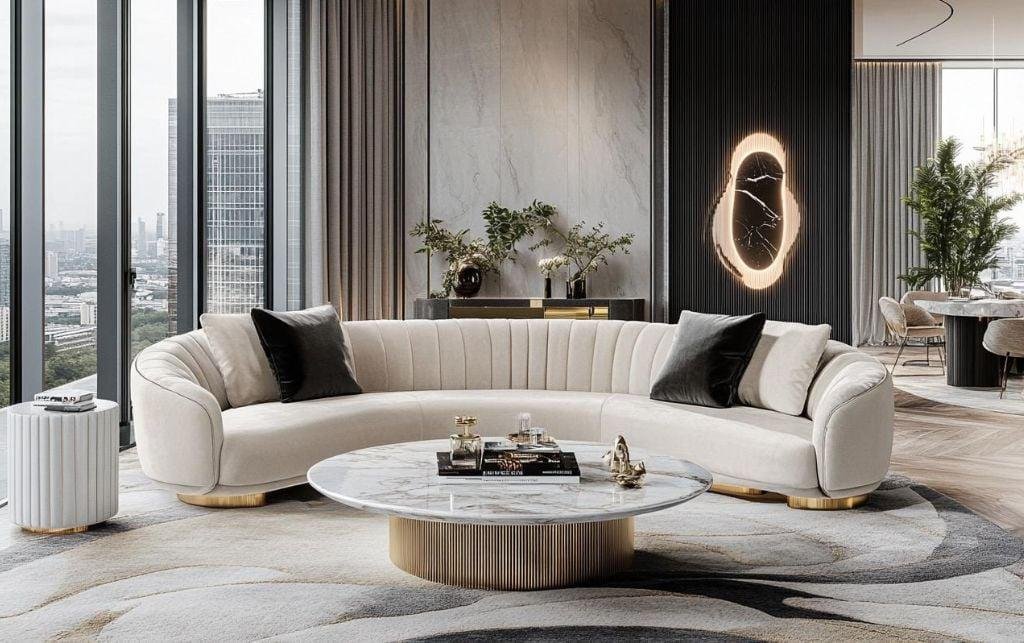 15 Curved Furniture Ideas to Create a Stylish, Modern Home 2 Curved Sofa