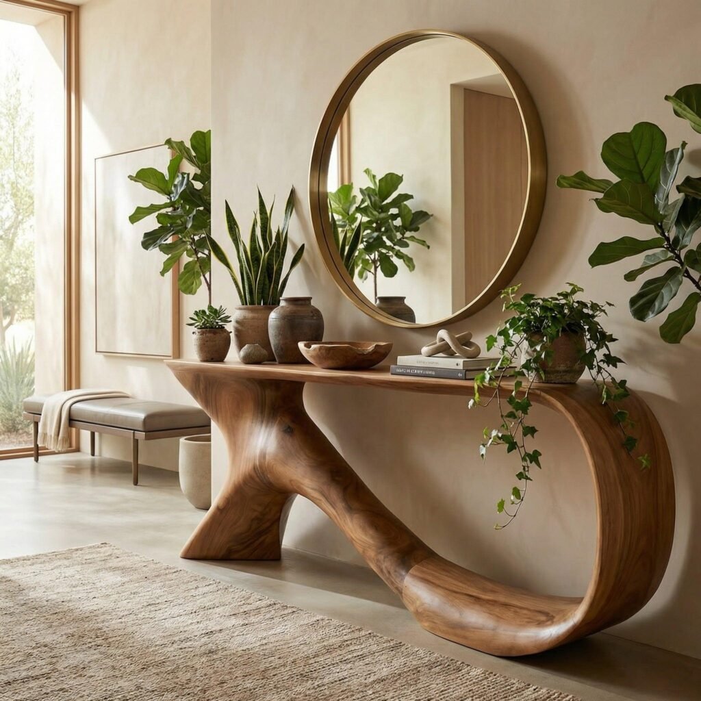 15 Curved Furniture Ideas to Create a Stylish, Modern Home 8 Curved Console Table
