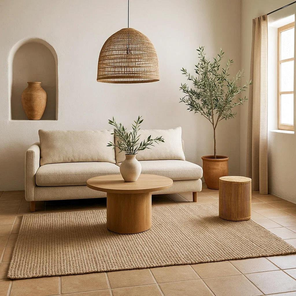 15 Warm Neutral Color Ideas for a Cozy, Timeless Home 8 Tappeto da interni 120x170 cm in cotone bianco e juta naturale