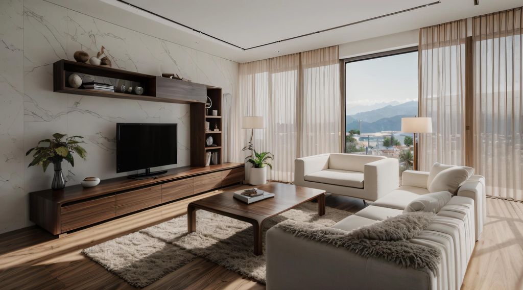Living Room With Dark Wood Furniture