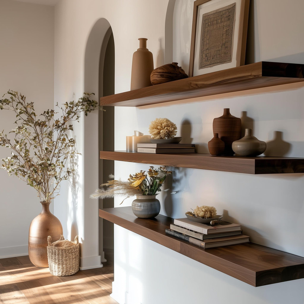 Dark Wood Floating Shelves