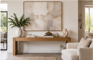 15 Living Room Wall Decor Ideas That Can Completely Transform Your Space 14 statement-console-and-wall-decor-combination